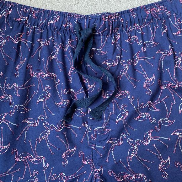 Van Heusen Lux Touch Flamingo Sleepwear Sleep Shorts Men L Navy Pink Pockets NWT - Picture 3 of 10
